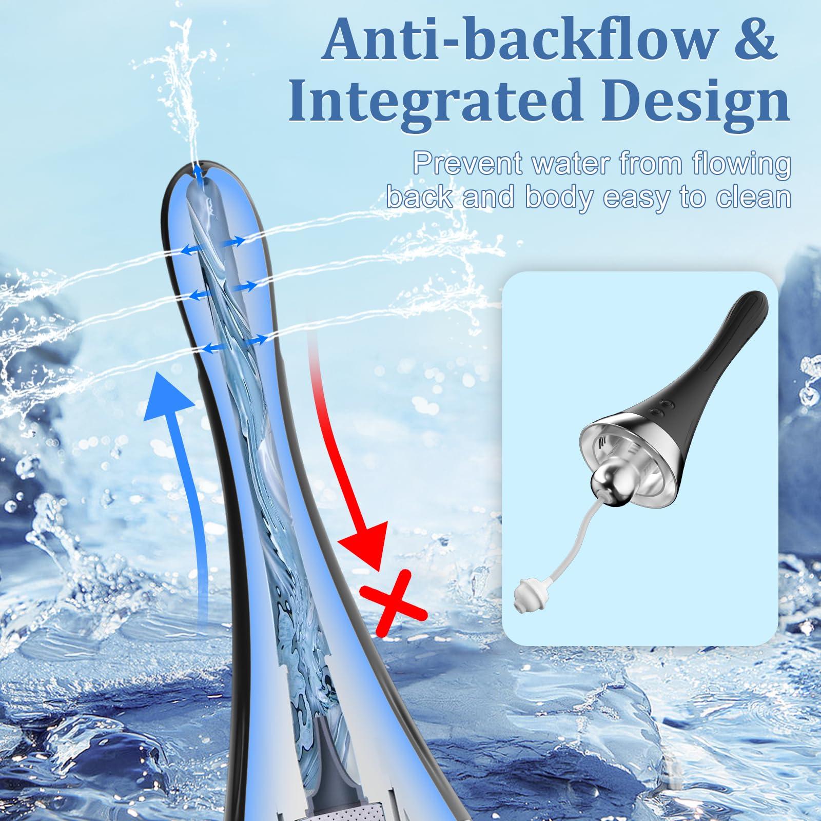 MIXIUALL Enema Anal Douche Anti Back-Flow Cleaner for Men Women - 360 Rotating Automatic Electric Silicone Enema Bulbs Douche with Remote Control 7 Spouts Butt Anal Travel Bottle Cleaner Kit