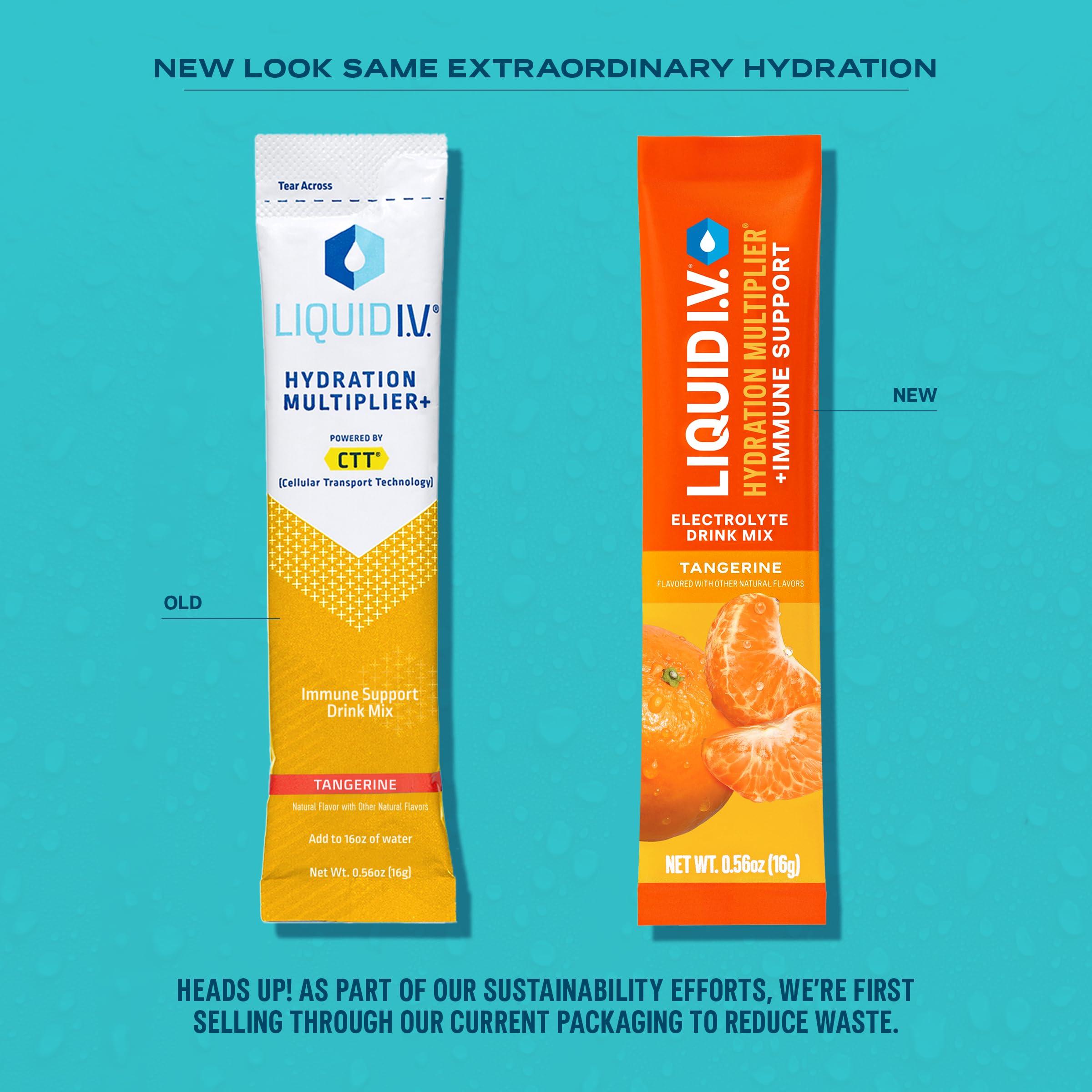 Liquid I.V. Liquid I.V. Hydration Multiplier +Immune Support - Tangerine | Electrolyte Powder Drink Mix | 1 Pack (14 Servings)