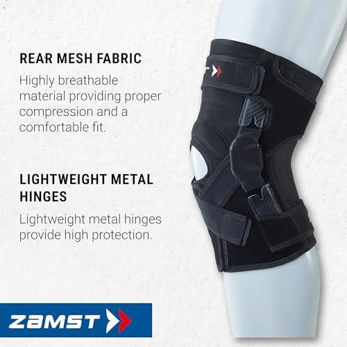 Zamst Zamst ZK-X Sports Knee Brace With Metal Hinges Protecting the Knee Ligaments For Moderate Sprains Of the ACL, MCL, LCL-for Basketball, Volleyball, Soccer, Football, Lacrosse, Ice Hockey-Black, 2XL