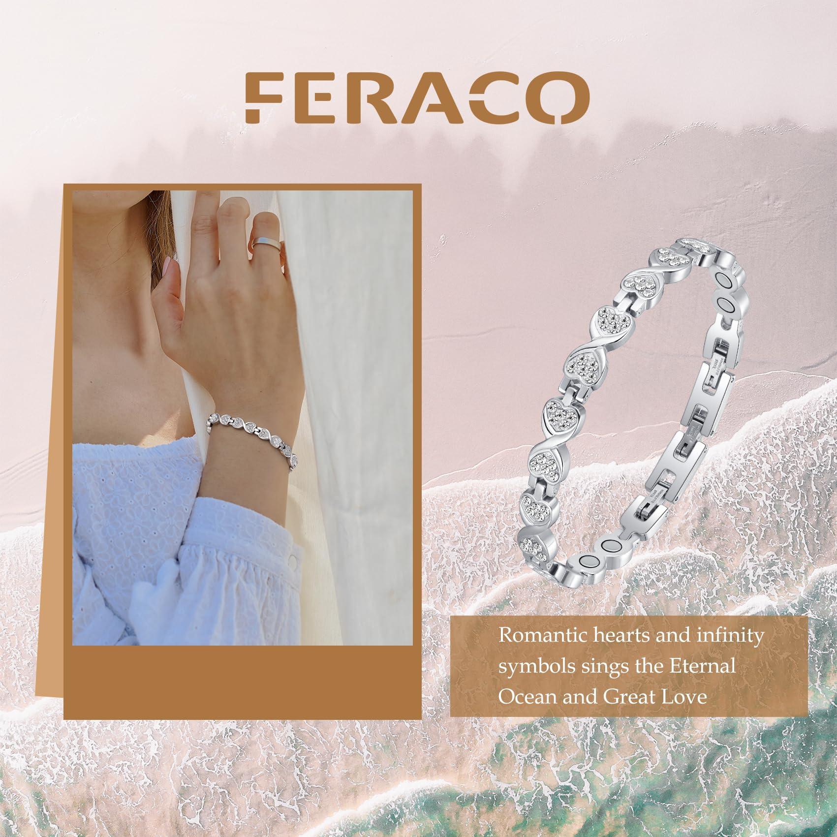 Feraco Feraco Ultra Strength Magnetic Bracelets for Women with 3800 Gauss Magnets, Stainless Steel Magnet Bracelet, Adjustable with Sizing Tool