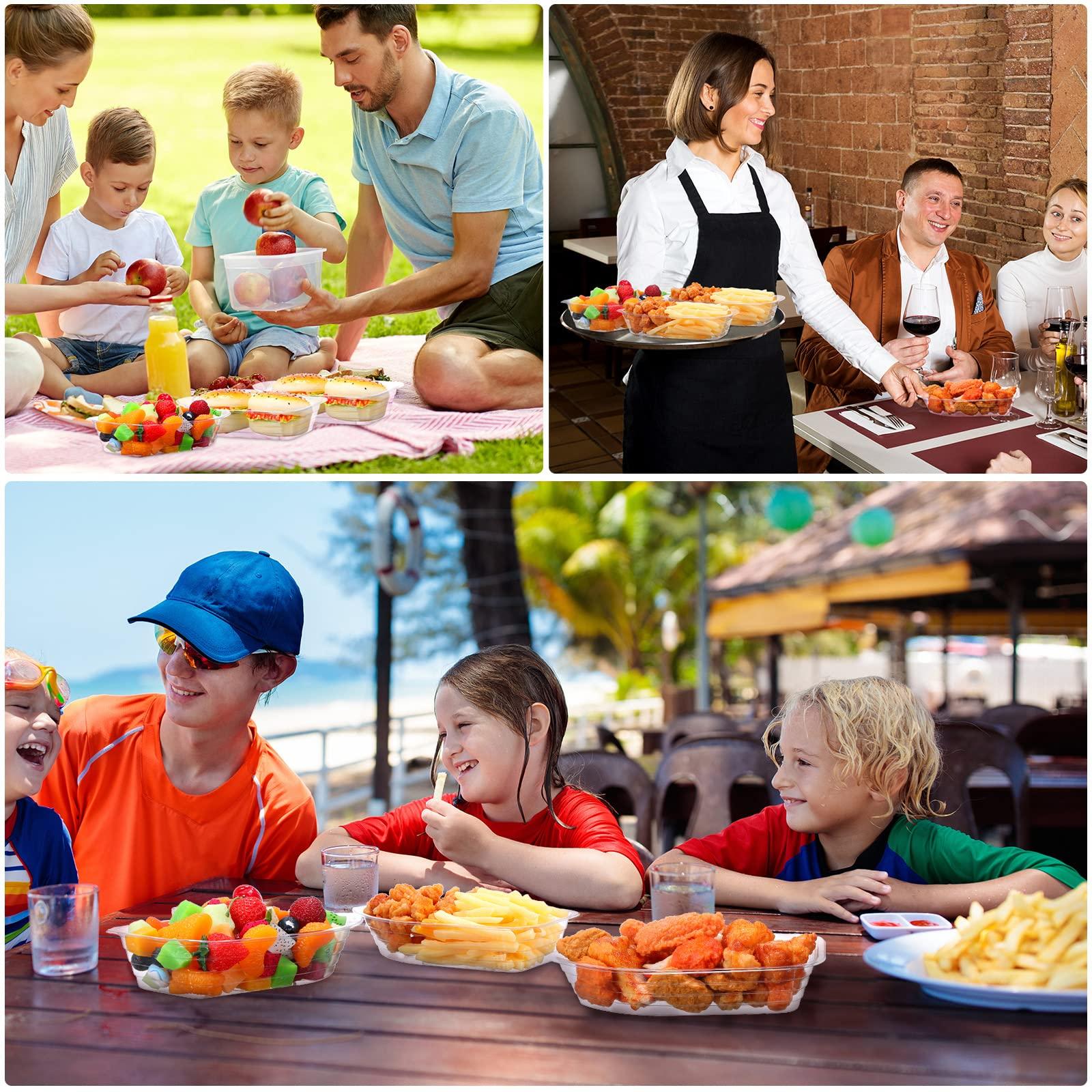 Rtteri Rtteri 100 Pcs Banana Split Boat Plate 12oz Disposable Ice Cream Sundae Bowls Banana Split Bowls Clear PET Plastic Splits Bowl Tray for Kid Party Dish Dessert Birthday Carnivals Gelato Home