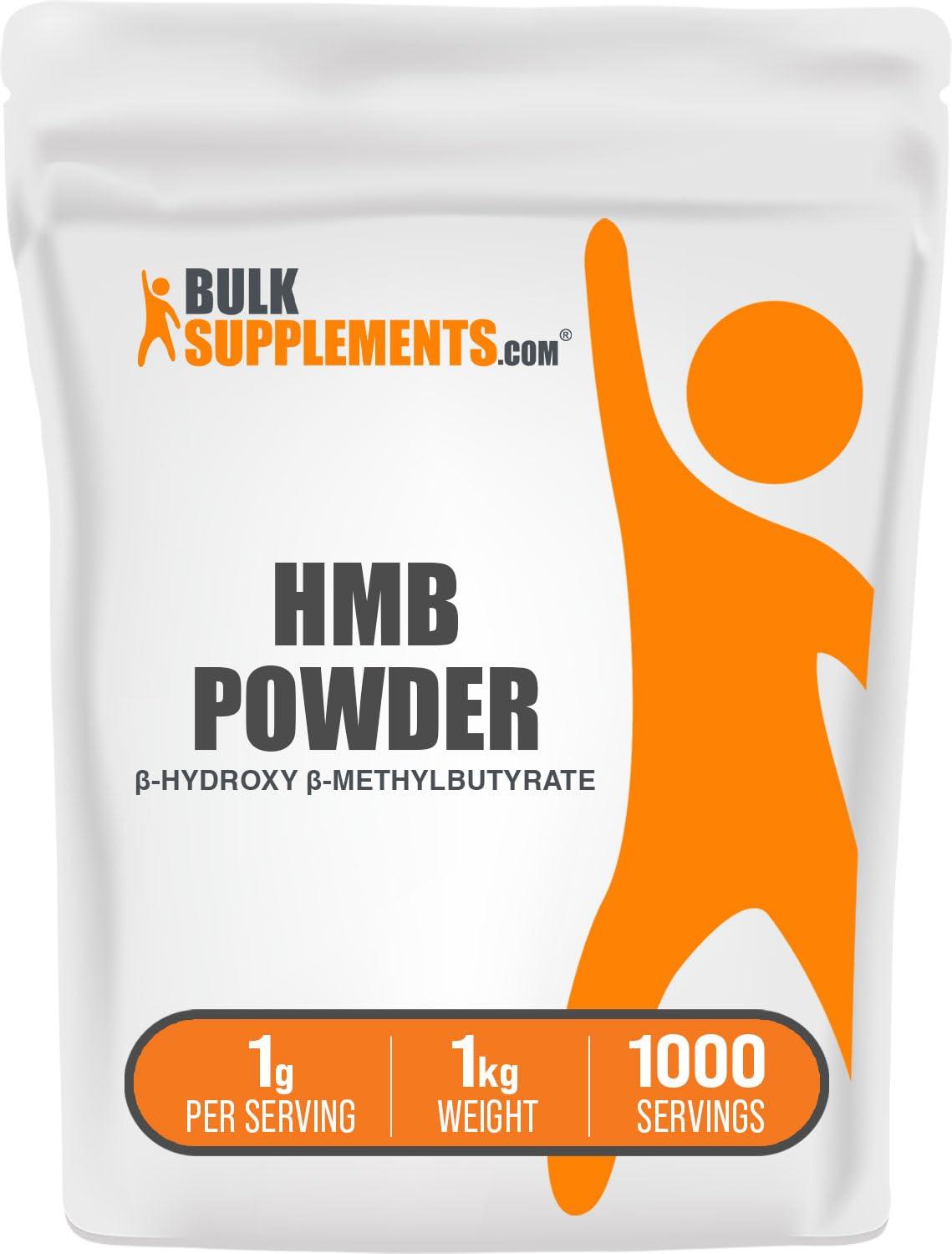 BulkSupplements BulkSupplements.com HMB Powder - as Calcium HMB, Beta-Hydroxy Beta-Methylbutyrate - HMB Powder Supplements, Gluten Free - 1000mg per Serving, 1kg (2.2 lbs) (Pack of 1)