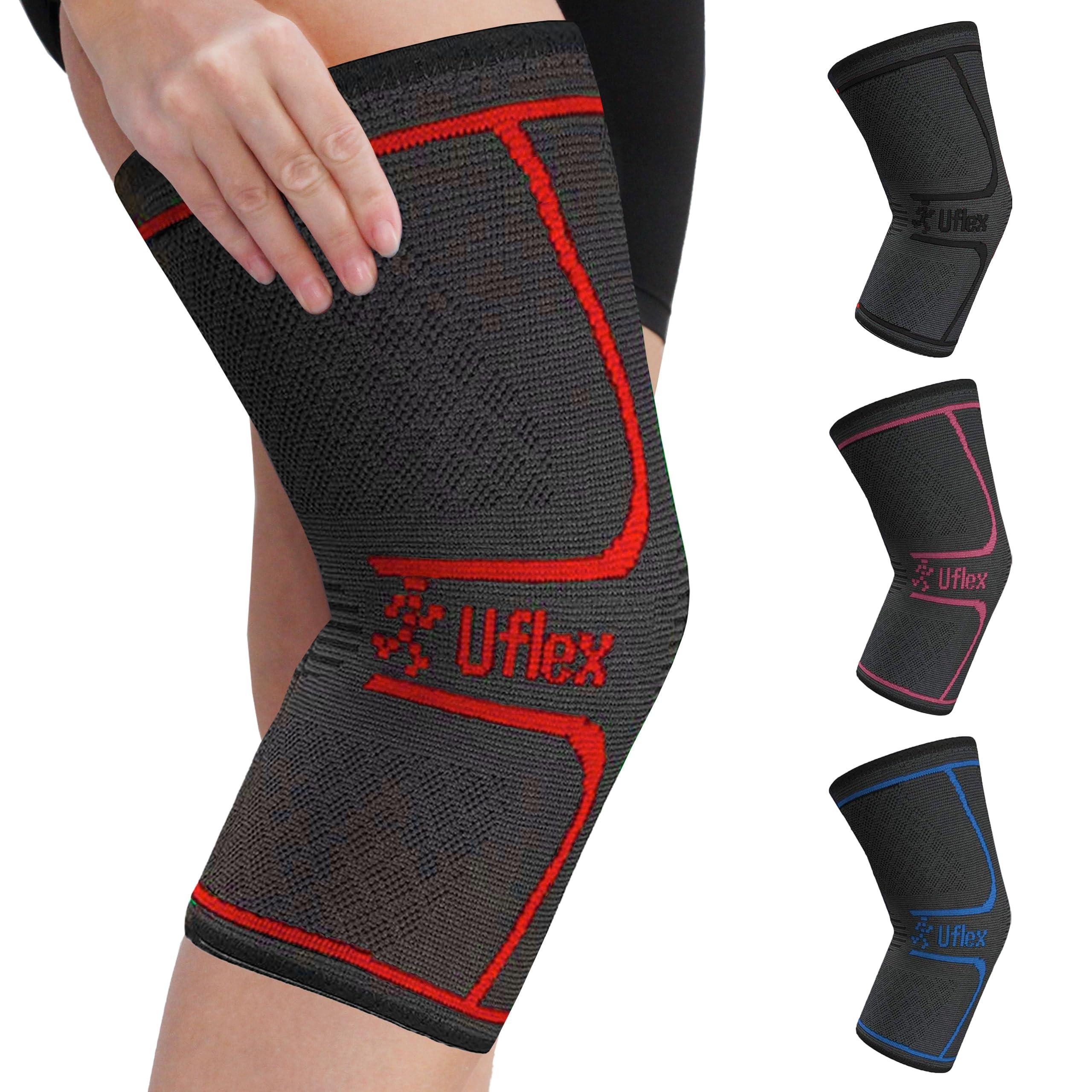 UFlex Athletics UFlex Athletics Knee Compression Sleeve Support for Women and Men - Knee Brace for Pain Relief, Fitness, Weightlifting, Hiking, Sports - Red, X-Large