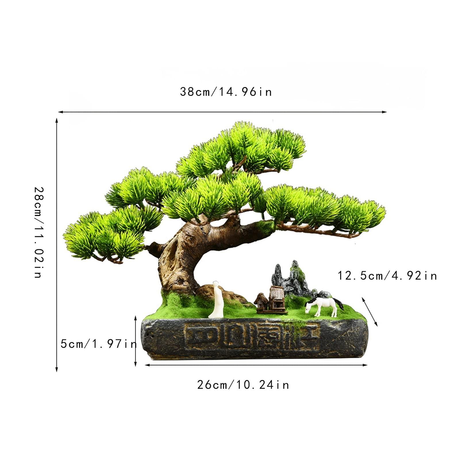 HASMI Fake Plants Artificial Bonsai Pine Tree Fake Plants Room Decor for Bedroom Aesthetic and Home Farmhouse Bathroom Decor, Height 11 Inchwith Cleaning Brush Bonsai Tree