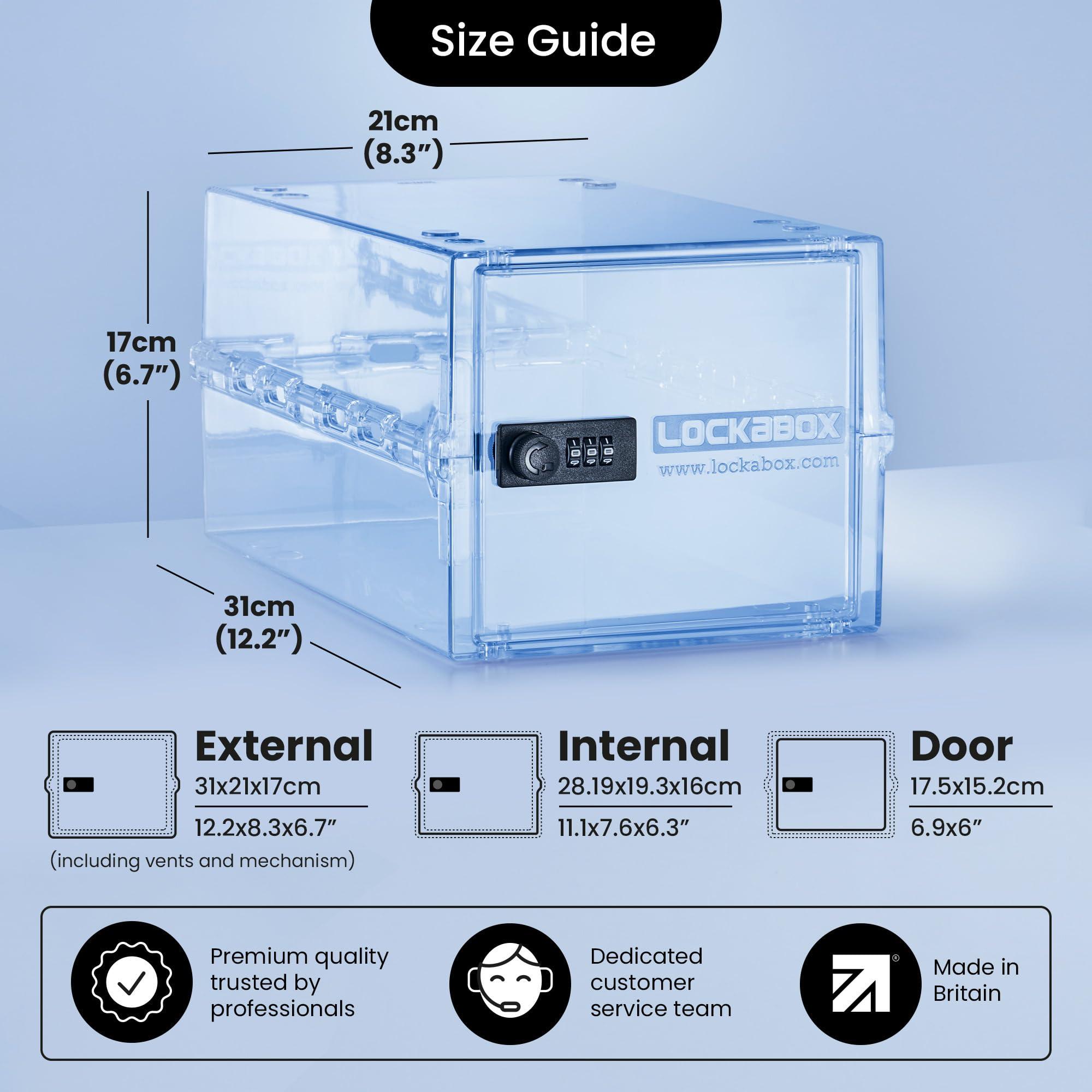 Lockabox Lockabox One | Premium Medicine Lock Box | 10 Litre Medication Lock Box With Code For Medicines, Vitamins & Supplements | External Size 12 x 8 x 6.6 inches (Light Medi Blue)