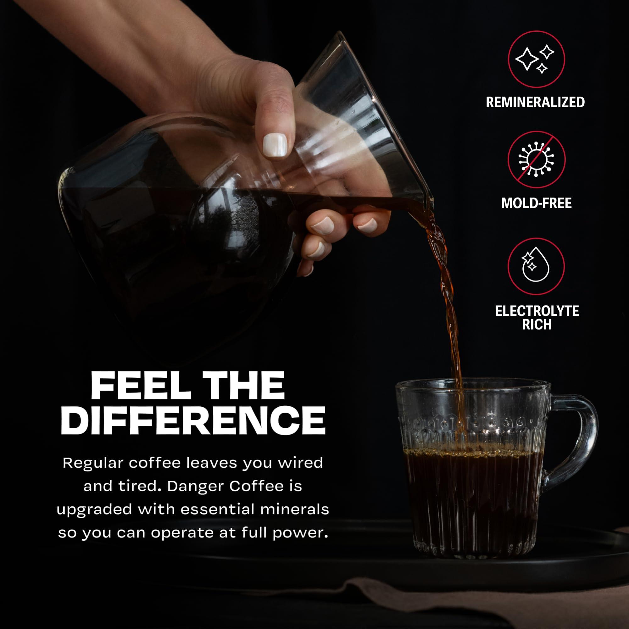Danger Coffee Danger Coffee by Dave Asprey, Remineralized, Mold Free & Lab Tested Ground Coffee, Medium Roast, 10.9 Ounce