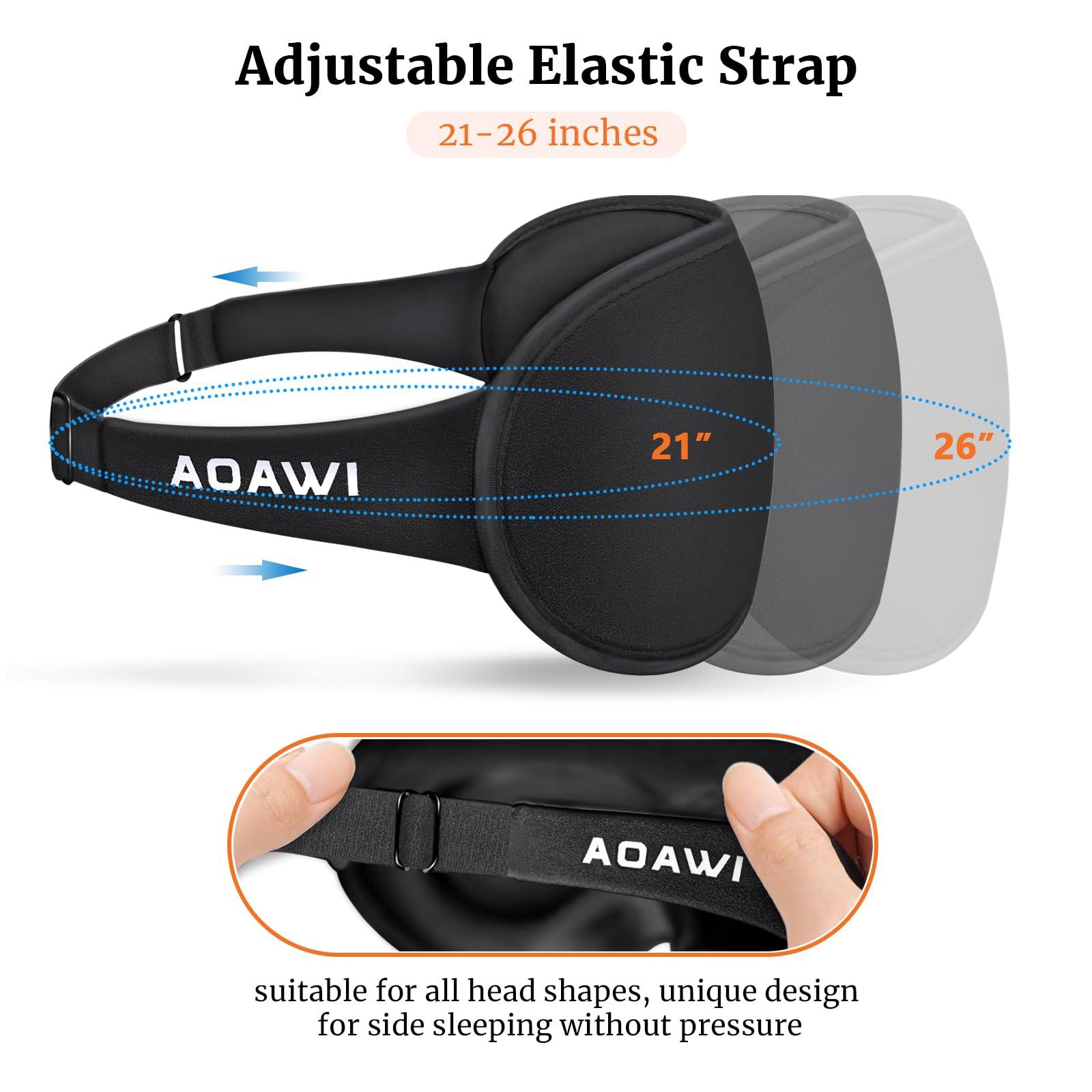 AOAWI AOAWI Sleep Eye Mask 3D Contoured Cup Soft and Gentle, Breathable, Comfortable for Side Sleeping, Travellers, Yoga, Men, Women, Adjustable, with Silicone Ear Plugs for Sleeping Noise Reductions