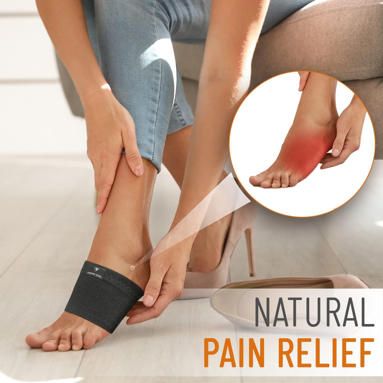 Copper Edge Copper Edge Copper Arch Support for Plantar Fasciitis. 2 Half Socks/Sleeve Compression Brace for Women and Men. Orthotics Feet Pain Aid Fit for Flat/High/Fallen Arches (Copper Arch Black)