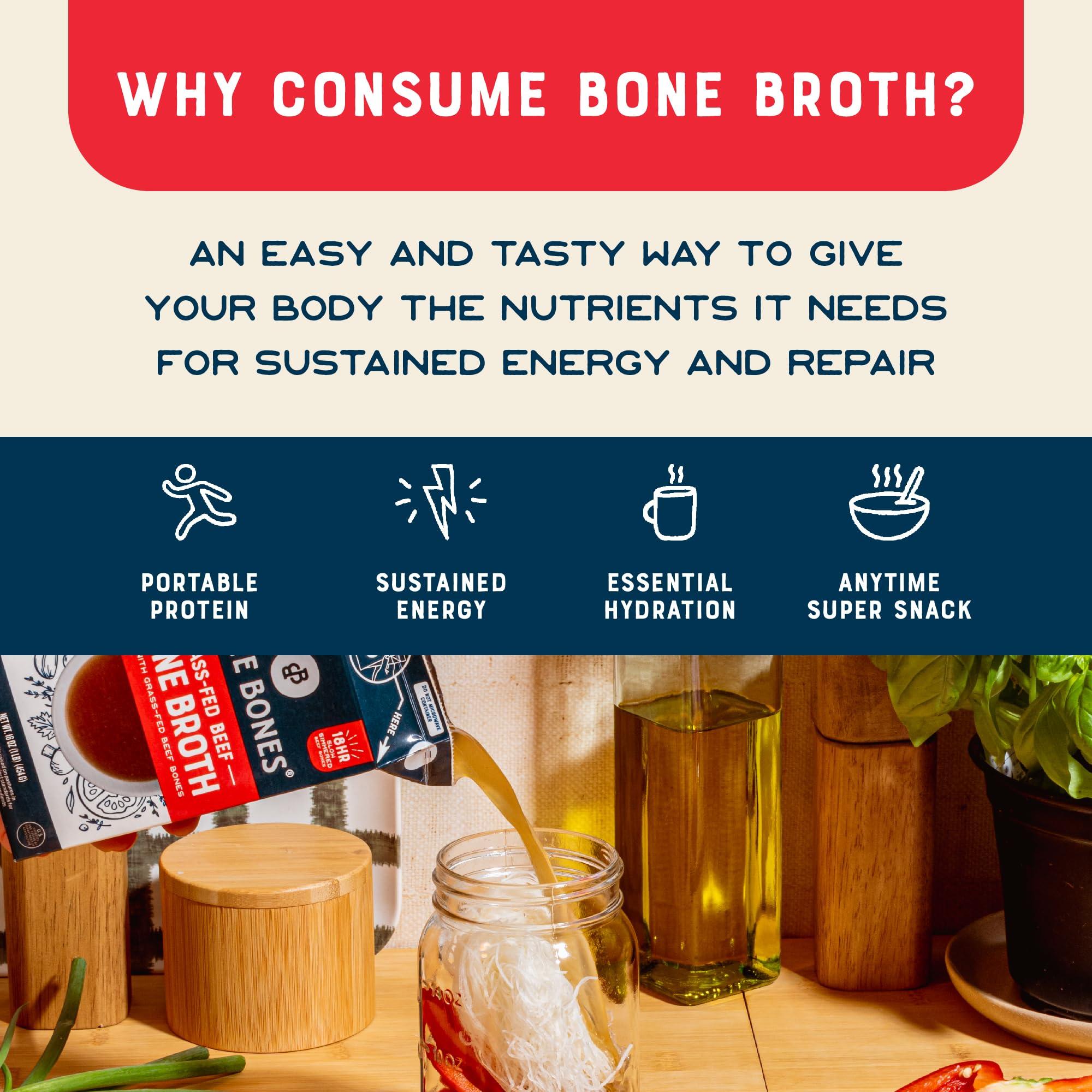 Bare Bones Bare Bones Grass-Fed Beef Bone Broth | Pour w/Pasture Raised Protein & Collagen for Cooking & Sipping | No Artificial Flavors Non-GMO Gluten & Dairy-Free Keto & Paleo Friendly | 16oz Carton | 8 Pack