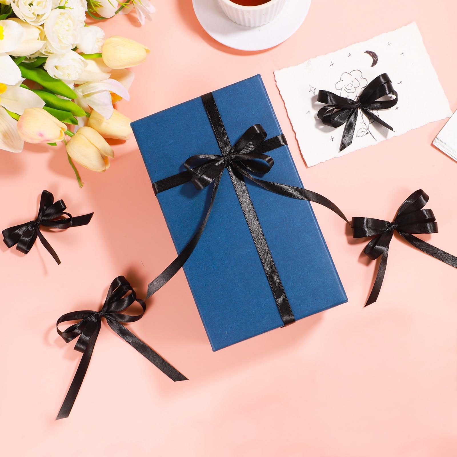 woric Black Ribbon 120 Yards 3/8 Inch Thin Black Satin Ribbon Craft Fabric Ribbon for Hair Bow Making Gift Wrapping Floral Bouquet Party Graduate/Valentine\'s Day Mother\'s Day Decorations