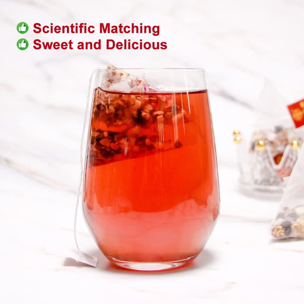 Plant Gift Plant Gift 25 Cups Mulberry Rose Prickly Pear Tea Bag ( SANG SHEN MEI GUI CI LI CHA) 8.81oz (10g*25bags/250g) Poria Cocos, Lily Natural Mixed Herbal Combination of Floral Tea