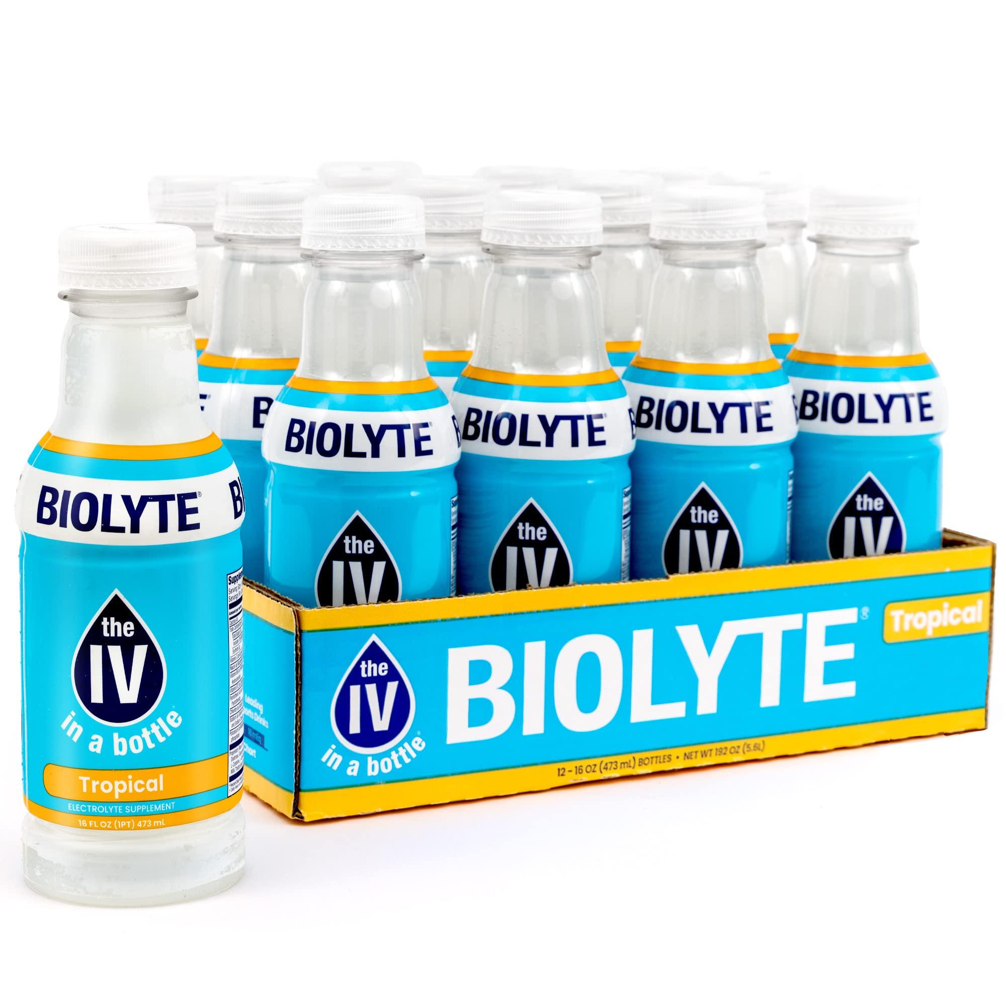 BIOLYTE BIOLYTE Electrolyte Drink - IV in a Bottle Electrolyte Drink for Rapid Hydration - Tropical, 12-Pack