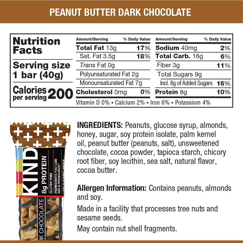 KIND KIND Bars, Peanut Butter Dark Chocolate, Gluten Free,1.4 Ounce,12 Count