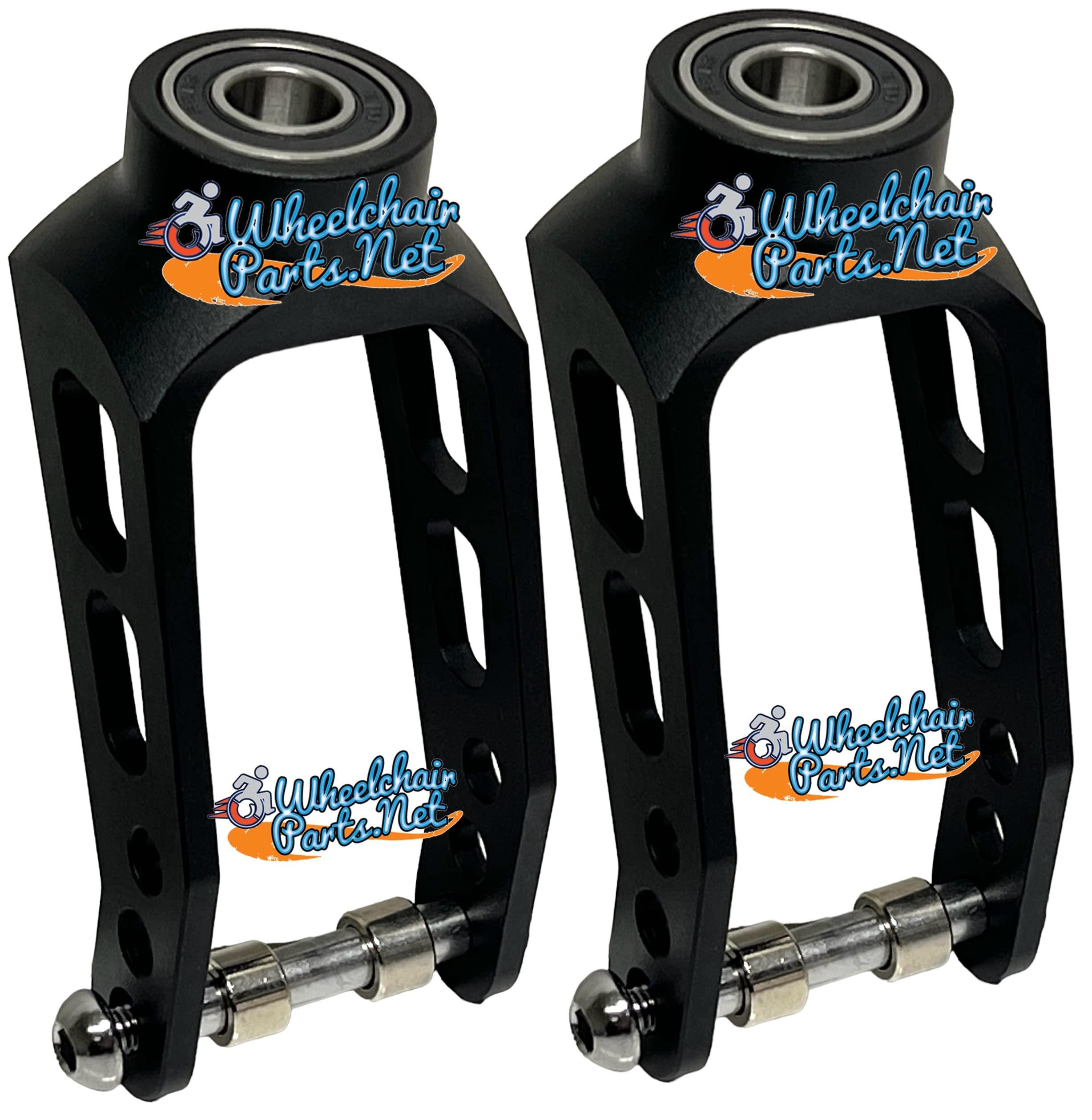 Wheelchairparts.net 6\" Universal Aluminum Caster Fork. FITS 3\", 4\", 5\" and 6\" Wheelchair Wheels (Black Color)