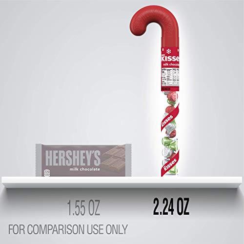 HERSHEY\'S HERSHEY\'S KISSES Milk Chocolate, Christmas Candy Plastic Cane, 2.24 oz