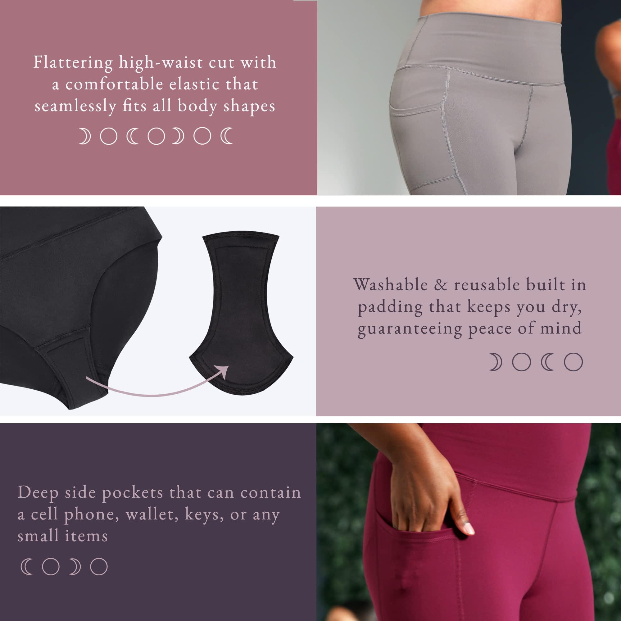 LUMANA LUMANA Leakproof Womens Leggings: Bladder Control Athletic Bottoms - Leggings with Pockets Designed with Built-in Bladder Leakage Pads for Women, 22" Inseam (Plum, 1X)