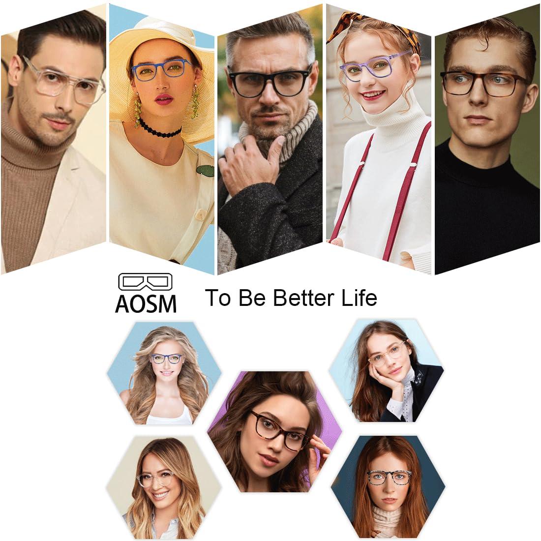 AOSM AOSM Blue Light Blocking Glasses, Blue Blocker Computer Glasses for Men Women, Anti Glare 400 UV & Eye Strain Fake Square Glasses