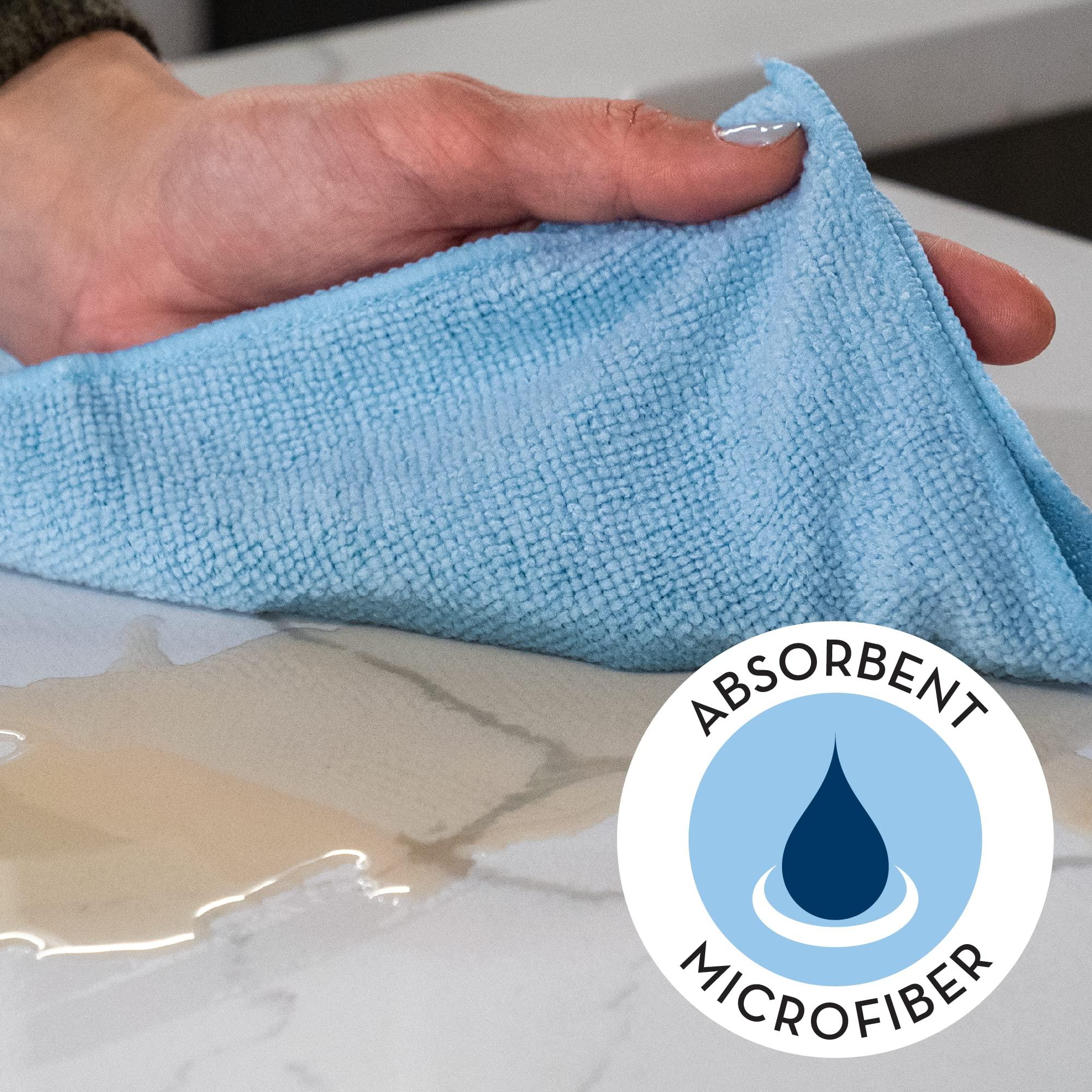 S&T INC. S&T INC. 100 Pack Microfiber Cleaning Cloth, Bulk Towels for Home, Reusable Microfiber Towels for Cars, Cleaning Rags, Light Blue, 11.5 Inches x 11.5 Inches, 100 Count