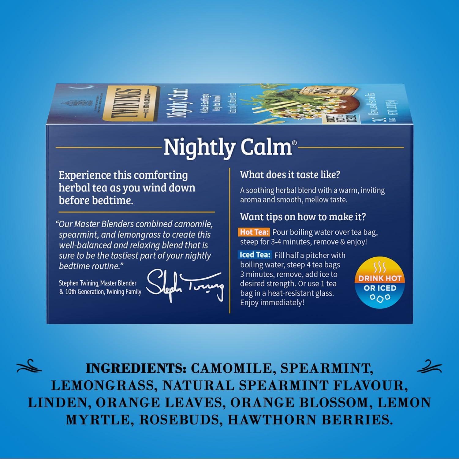 Twinings Twinings Nightly Calm Naturally Caffeine-Free Herbal Tea Bags 20 Each (Pack of 2)