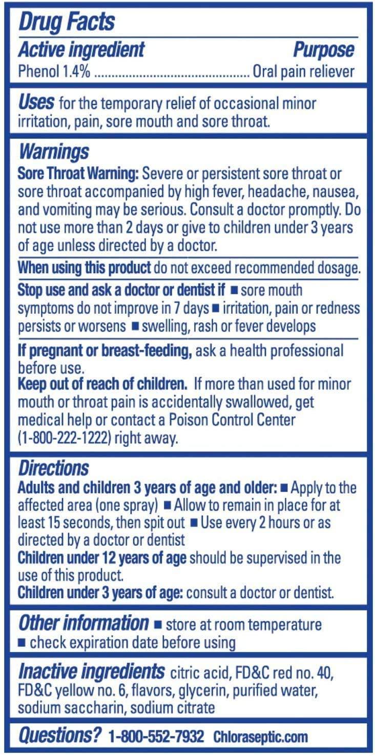 Chloraseptic Chloraseptic Sore Throat Fast Acting Spray (Citrus, 6 Fl Oz- 177ml)