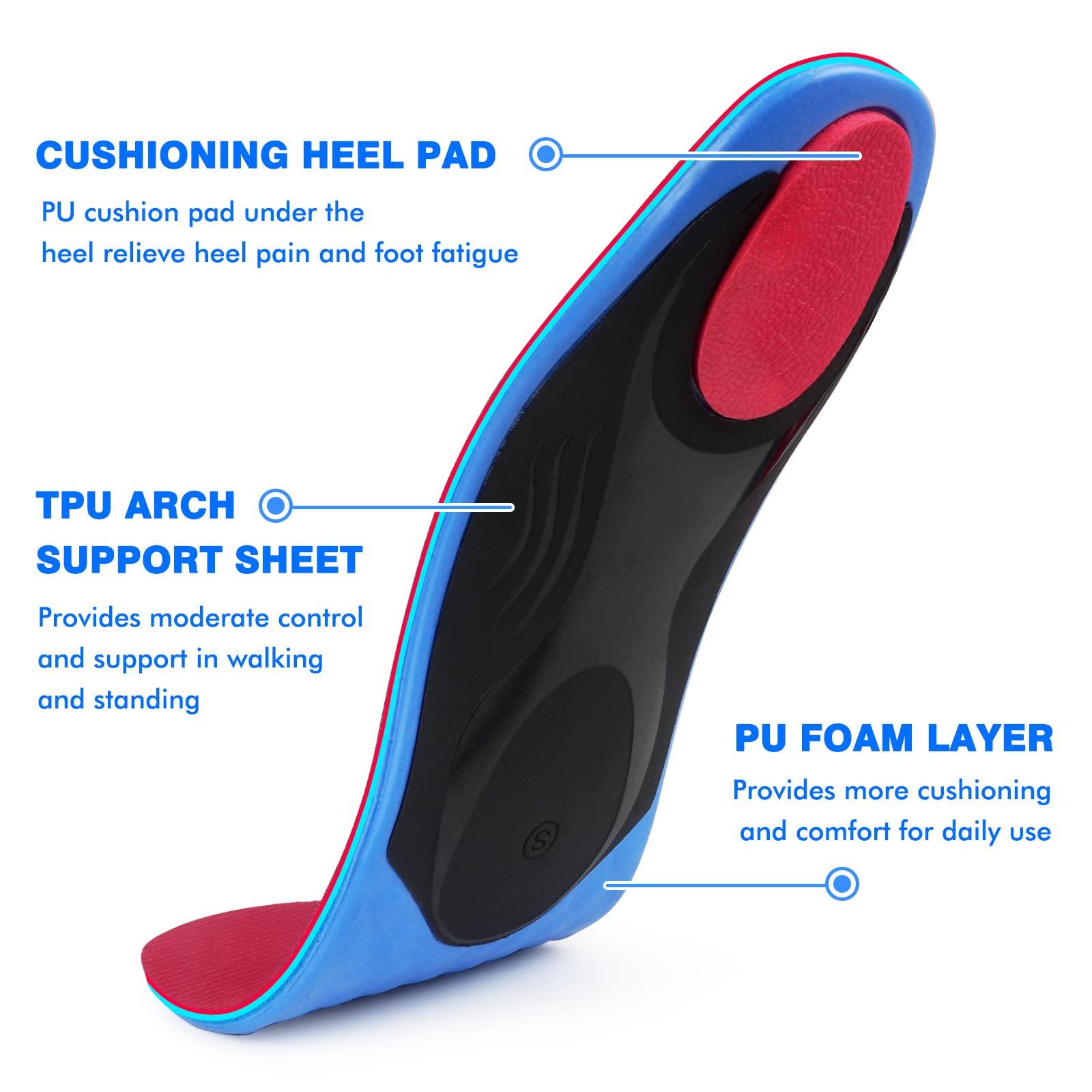 Kelaide Orthotics Arch Support Metatarsalgia Insoles - Mortons Neuroma Inserts Relief Ball of Foot Pain - Orthopedic Insoles for Flat Feet - Shoe Inserts for Plantar Fasciitis (Red M)