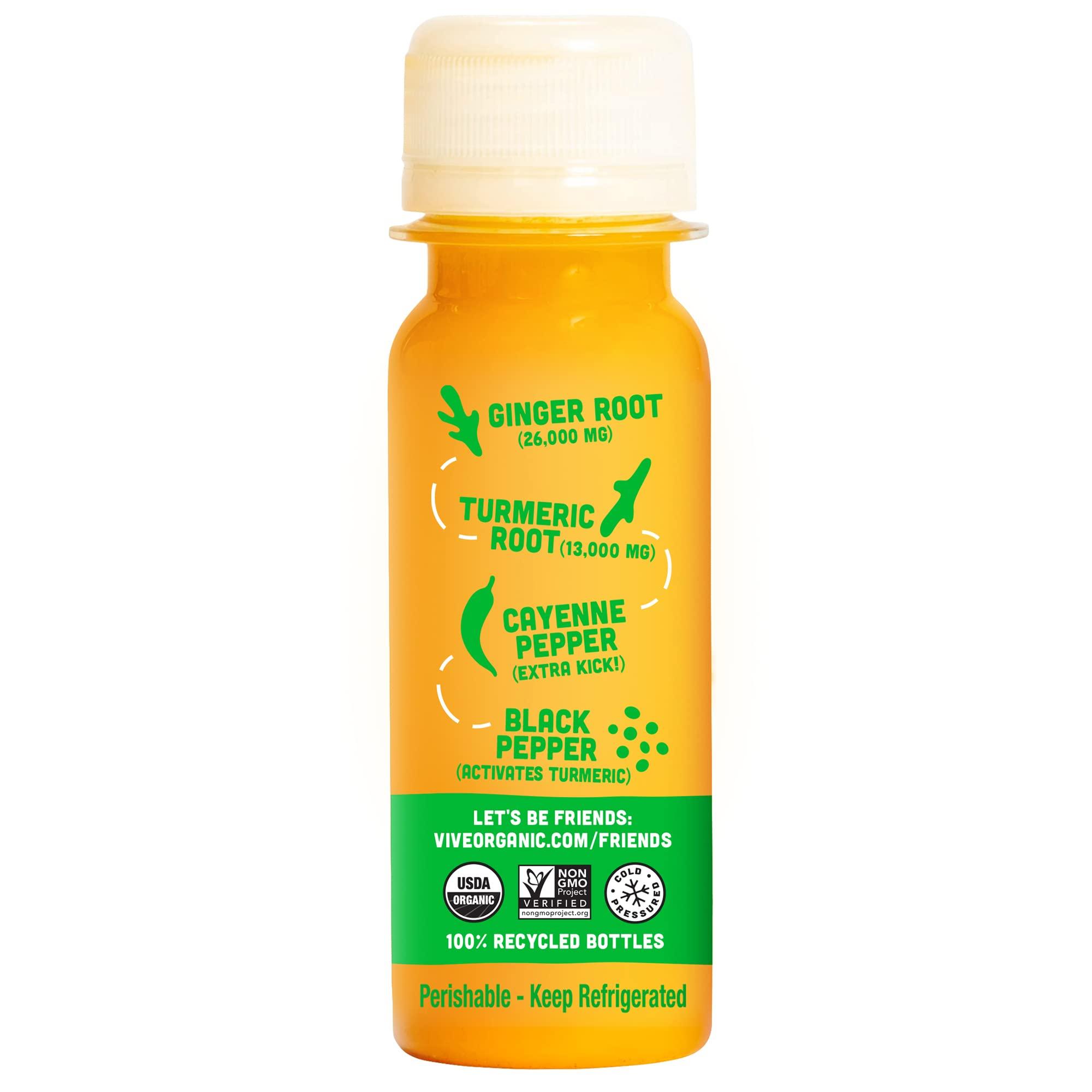 Vive Organic Vive Organic Immune Support Shot, Cold-Pressed Ginger, Turmeric & Cayenne, Gluten Free, Vegan, Immunity Boost Cayenne, 2 Fl Oz (Pack of 12)
