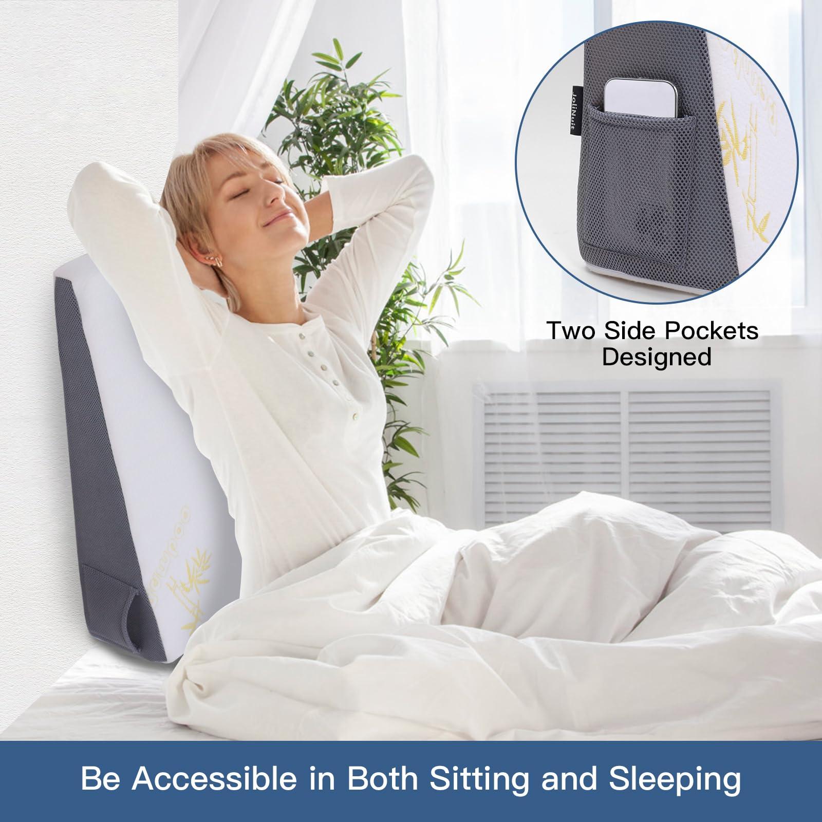 JoliNuit JoliNuit Bed Wedge Pillow for Sleeping, and Resting, Gel Memory Foam Pillow for Back, Knee Pain Relief After Surgery, 7.5 Inch Triangle Elevation Cushion for Acid Reflux,Gerd,Anti Snoring