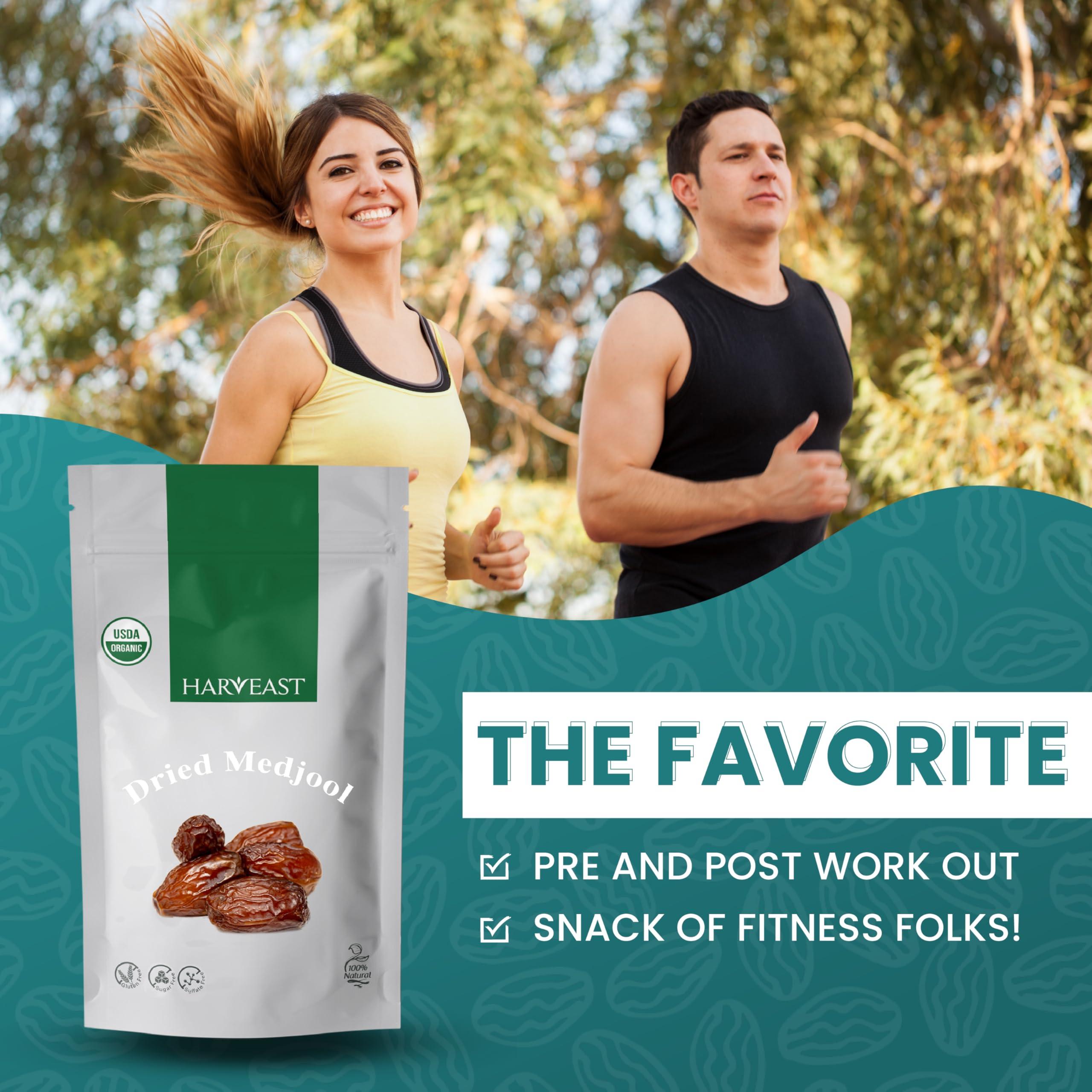 HARVEAST Harveast Organic Medjool Dates California Grown Jumbo Dates, Naturally Sweet, Healthy Snacking, Caramel Flavor, Pesticide, Free No Sugar Added Resealable Bag for Freshness, Baking (1 pounds)