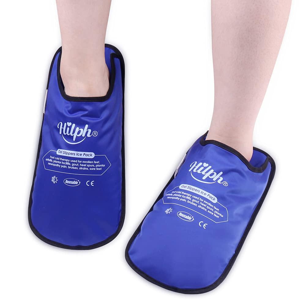 Hilph Hilph Foot Ice Pack Slippers for Plantar Fasciitis 2 Packs, Reusable Hot Cold Packs Gel Ice Slipper for Foot and Broken Toes, Gout, Foot Surgery, Neuropathy, Diabetic, Swollen (Dark Blue)