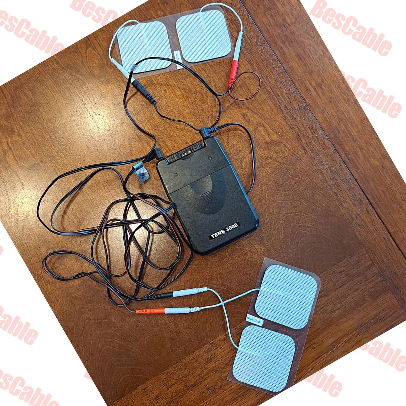 BesCable TENS Unit Electrodes Lead Wires: 10 Pieces BesCable 2mm Pin TENS Unit Replacement Cables Cords Wire for TENS 7000, for TENS 3000, for Accurelief and so on