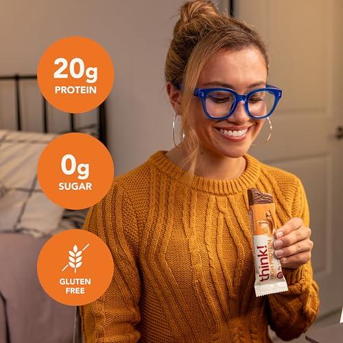 think! think! Protein Bars, High Protein Snacks, Gluten Free, Kosher Friendly, Creamy Peanut Butter, Nutrition Bars, 2.1 Oz per Bar, 12 Count (Packaging May Vary)