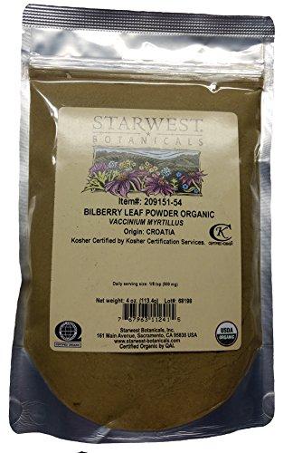 Starwest Botanicals Organic Bilberry Leaf Powder - 4 Oz (113 G) - Starwest Botanicals