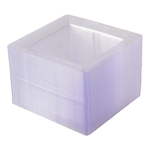 Oasis Creations Oasis Creations Clear Square Plates Set 9" - 50 Count - Premium Hard Clear Plastic - Disposable and Reusable - Dinner Plates - Salad Plates - Party Plate Set - Weddings, Parties, Events & More!