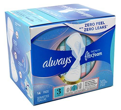 Always Always, Pads Size 3 Infinity with Flex Foam (14 Count) Extra Heavy Flow
