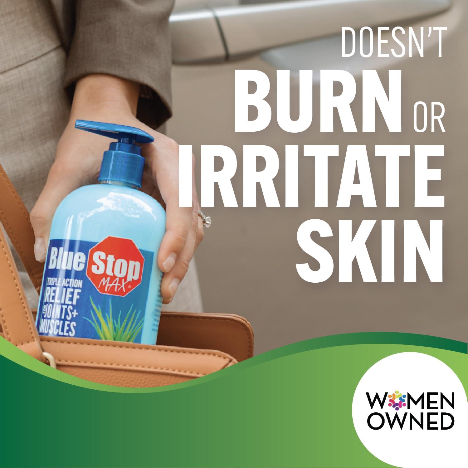 Blue Stop Max Blue Stop Max Muscle & Joint Relief Gel: Fast-Acting Sore Muscle, Back & Neck Relief Cream, Numbing Emu Oil Formula for Ankle, Leg Cramps, Tennis Elbow - 8 Oz Pump Bottle