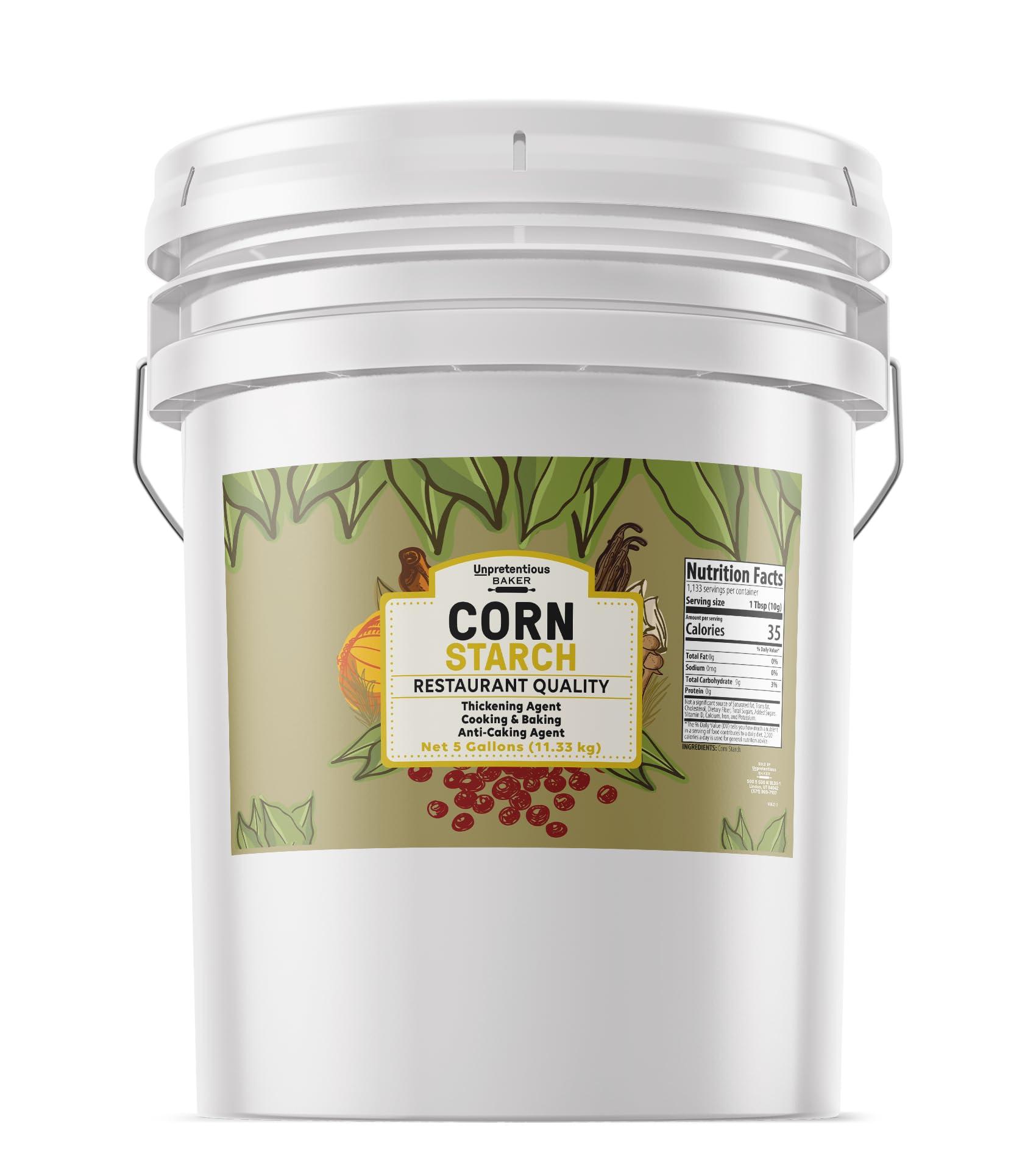 Unpretentious Corn Starch By Unpretentious Baker, Resealable 5-Gallon Bucket, Thickening Agent, For Bulk Baking & Cleaning Use (400 Ounces)