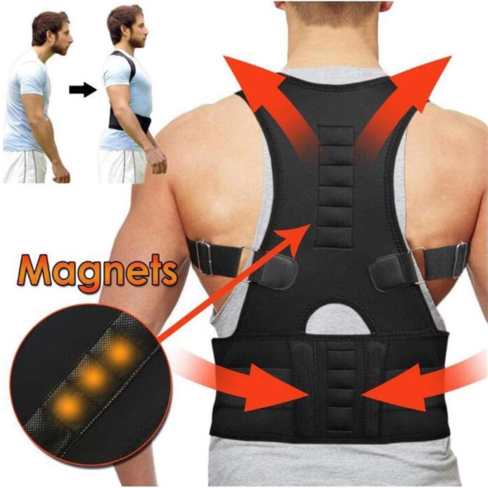 SADDPA DSMYYXGS Magnetic Back Posture Corrector Clvicle Spine Corrector Prevent Slouching Adjustable Back Support Brace Back Straightener Corset (Color : White, Size : Large)
