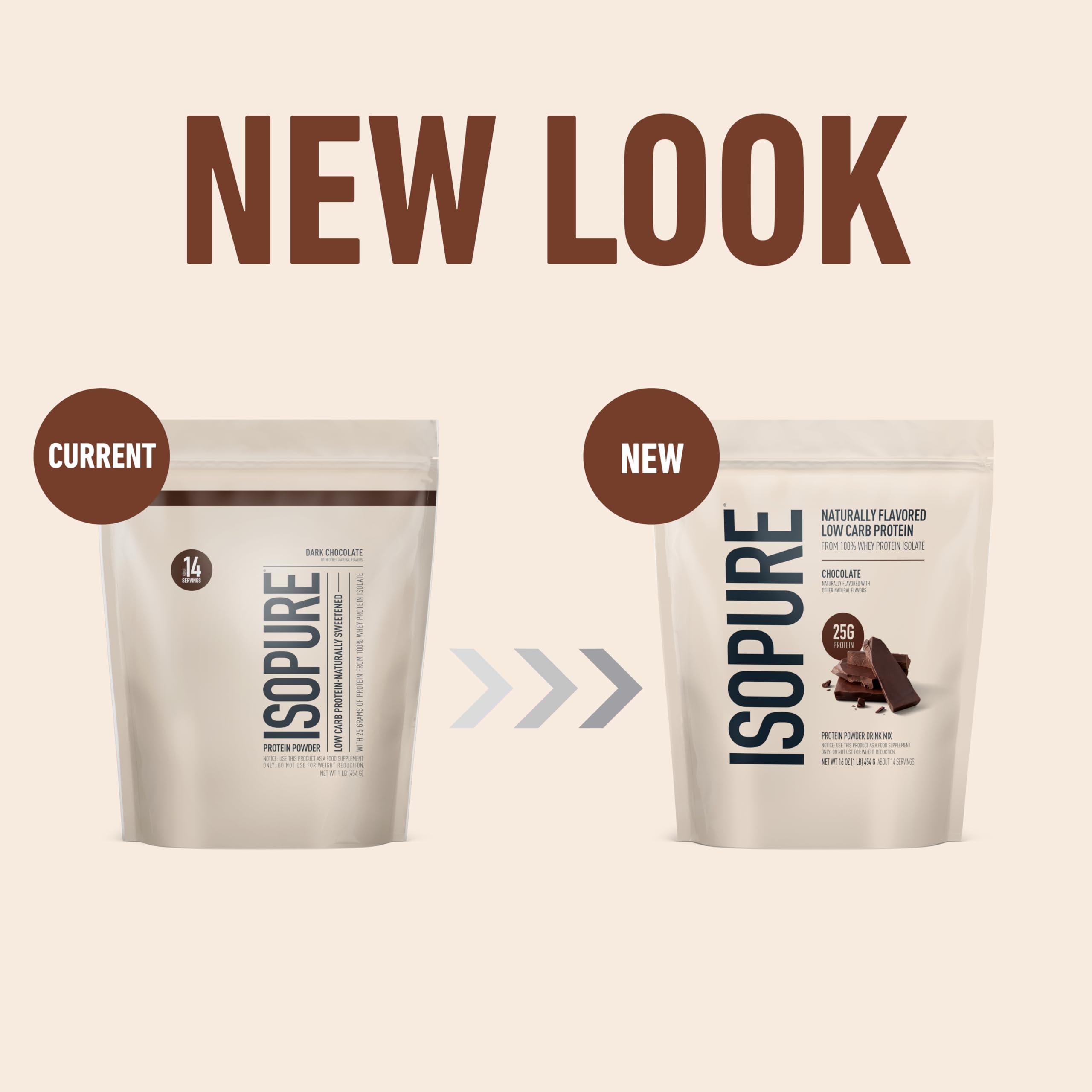 Isopure Isopure Low Carb 100% Pure Whey Isolate Protein Powder, Lactose Free, Gluten Free, With Vitamins, Dark Chocolate, 25g Protein Per Serving, 1 Lb, 14 Servings