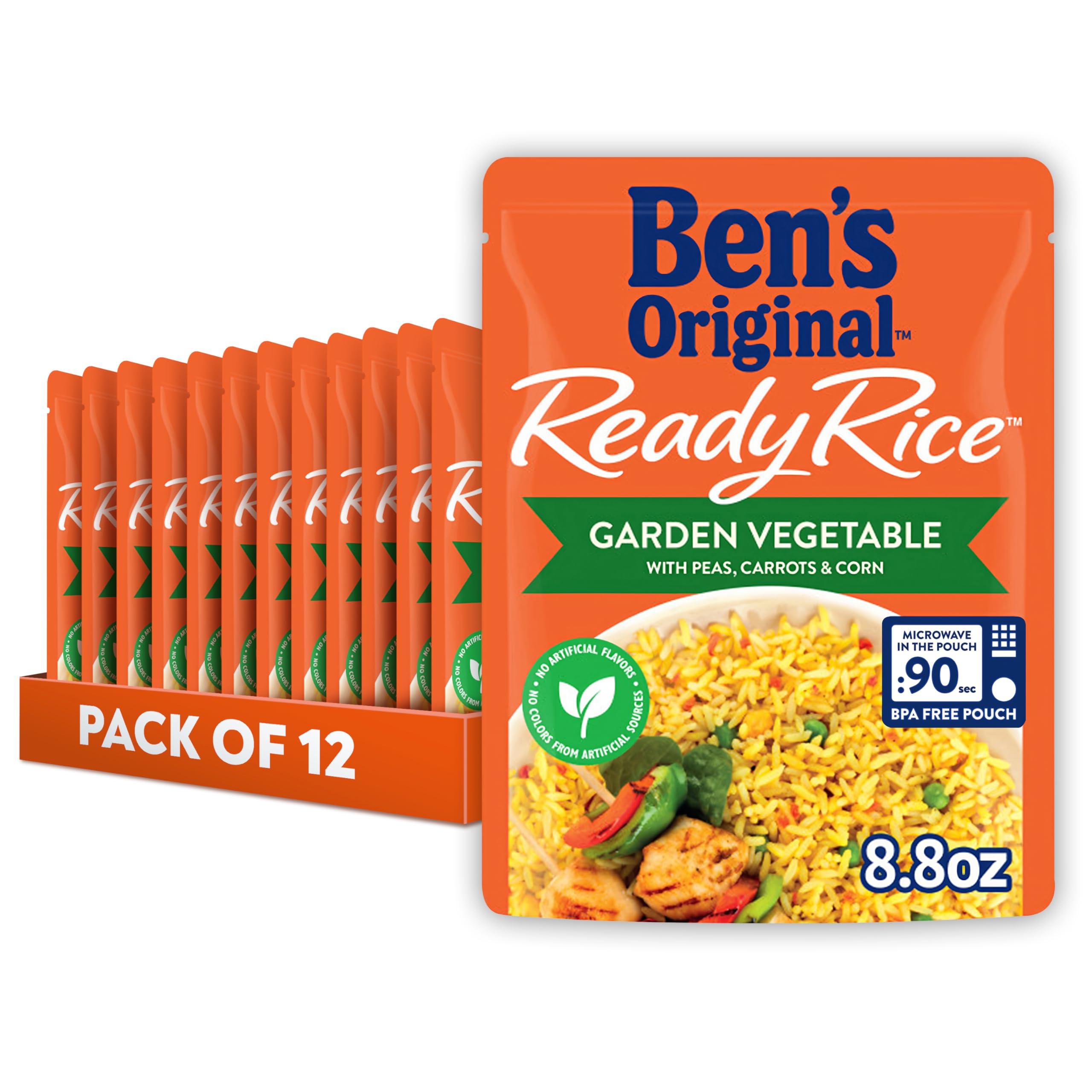 BEN'S ORIGINAL BEN'S ORIGINAL Ready Rice Garden Vegetable Flavored Rice, Easy Dinner Side, 8.8 OZ Pouch (Pack of 12)