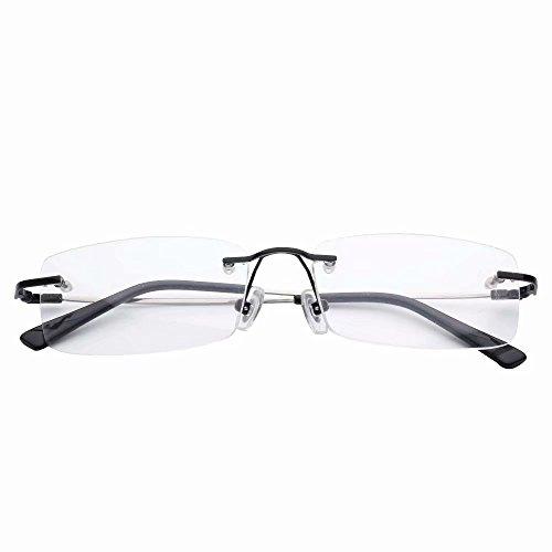 HUIHUIKK Super Light Rimless Reading Glasses +4.25 Mens Womens Black Frame Readers Spectacles
