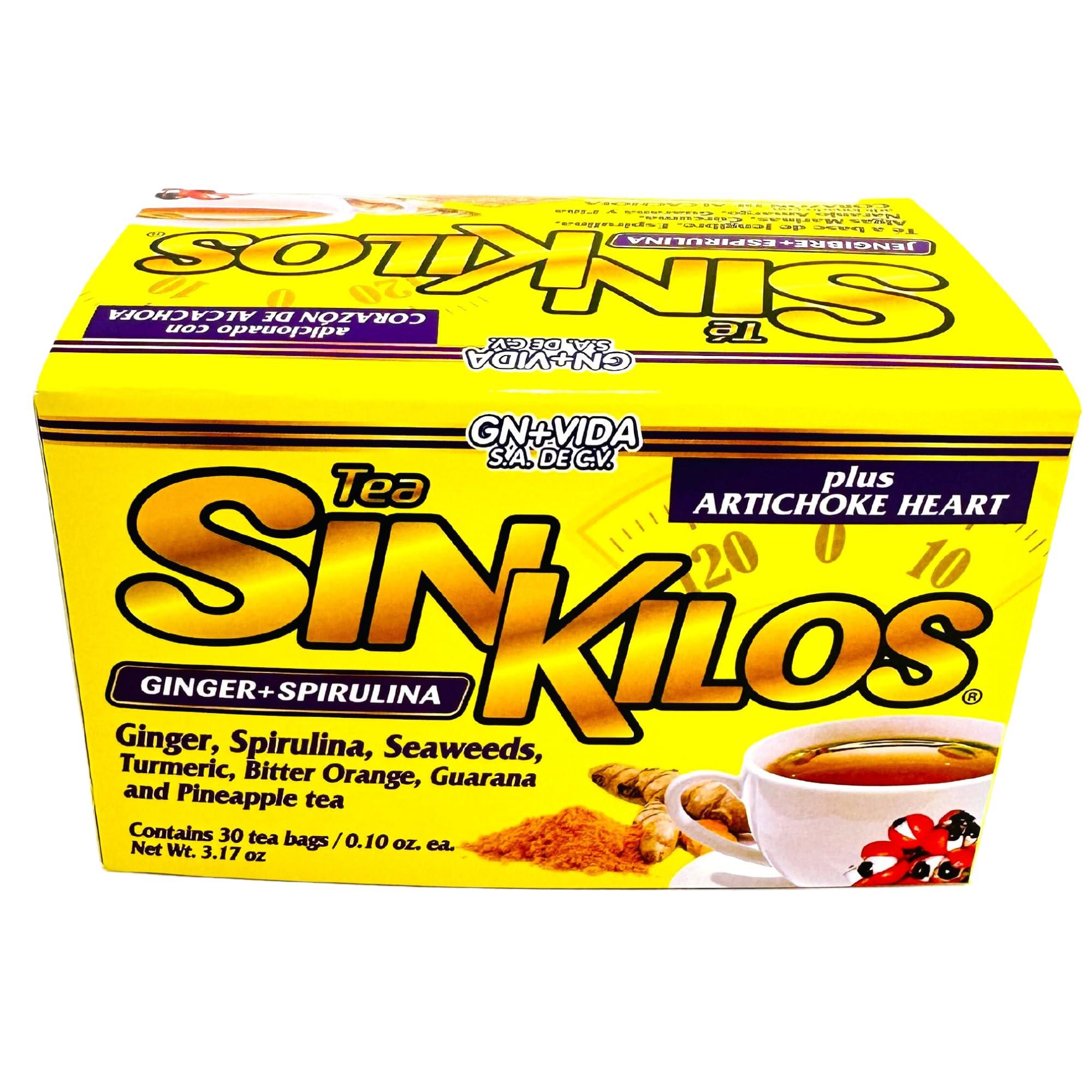 GN+Vida SinKilos Detox Tea GN+Vida Powerful Cleansing Tea with Ginger, Spirulina, Turmeric Orange and Pineapple Healthy Antioxidant Formula, Caffeine Free All Natural Digestive Te Panza y Grasa Herbal | 30 Ct