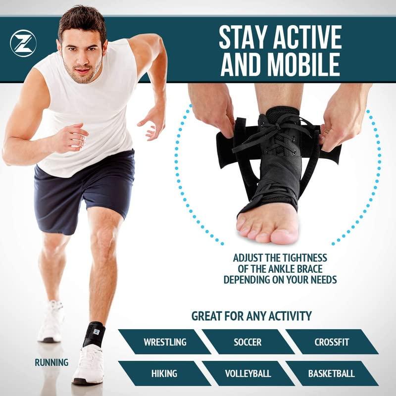 Z ATHLETICS Z ATHLETICS Zenith Ankle Brace, Lace Up Adjustable Support for Running, Basketball, Injury Recovery, Sprain! Ankle Support for Men, Women, and Children