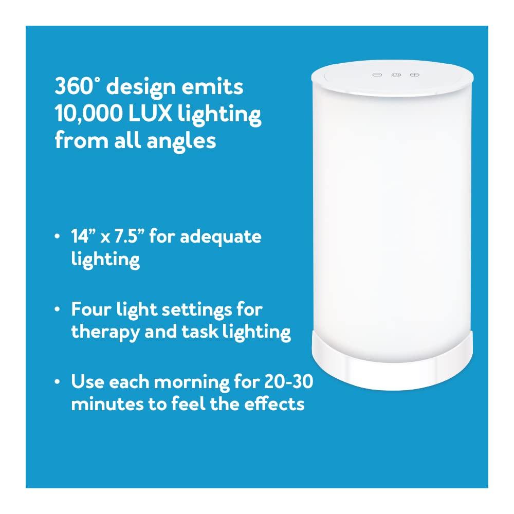 Bright Health Bright Health 14 Inch Light Therapy Lamp - 10,000 LUX - LED Sun Lamp Mood Light and Sunlight Lamp with 360 Degree Light Therapy to Fight Low Energy and Sunlight Deprivation, White