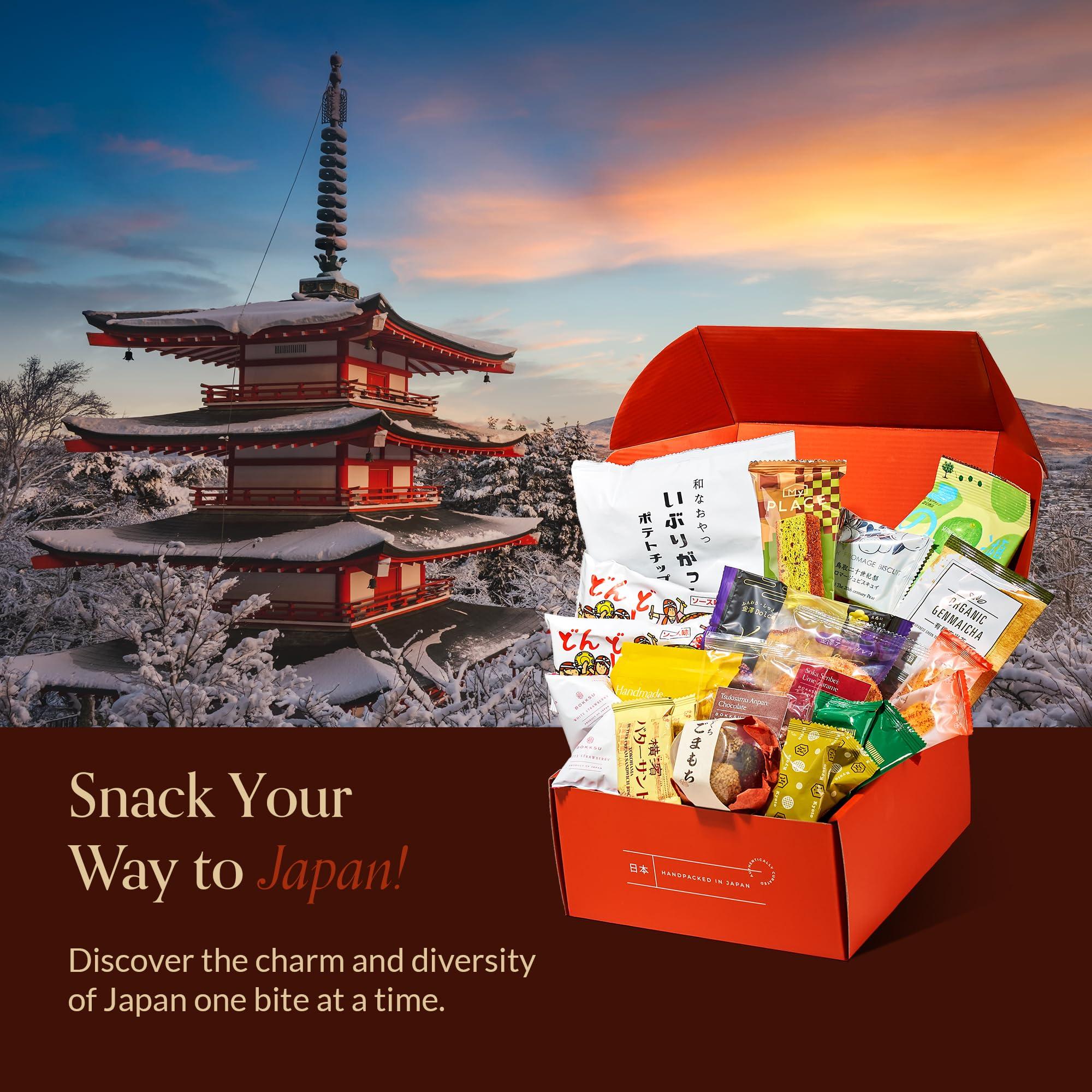 Bokksu Bokksu Seasons of Japan Snack Box - 1-Piece Tea + 22-Piece Snacks from Japan - Authentic Japanese Food Box with Cookies, Chips, Mochi, Crackers, Tea, and More