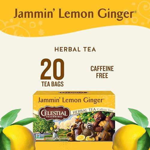 Celestial Seasonings Celestial Seasonings Jammin\' Lemon Ginger Herbal Tea, Caffeine Free, 20 Tea Bags Box, (Pack of 6)