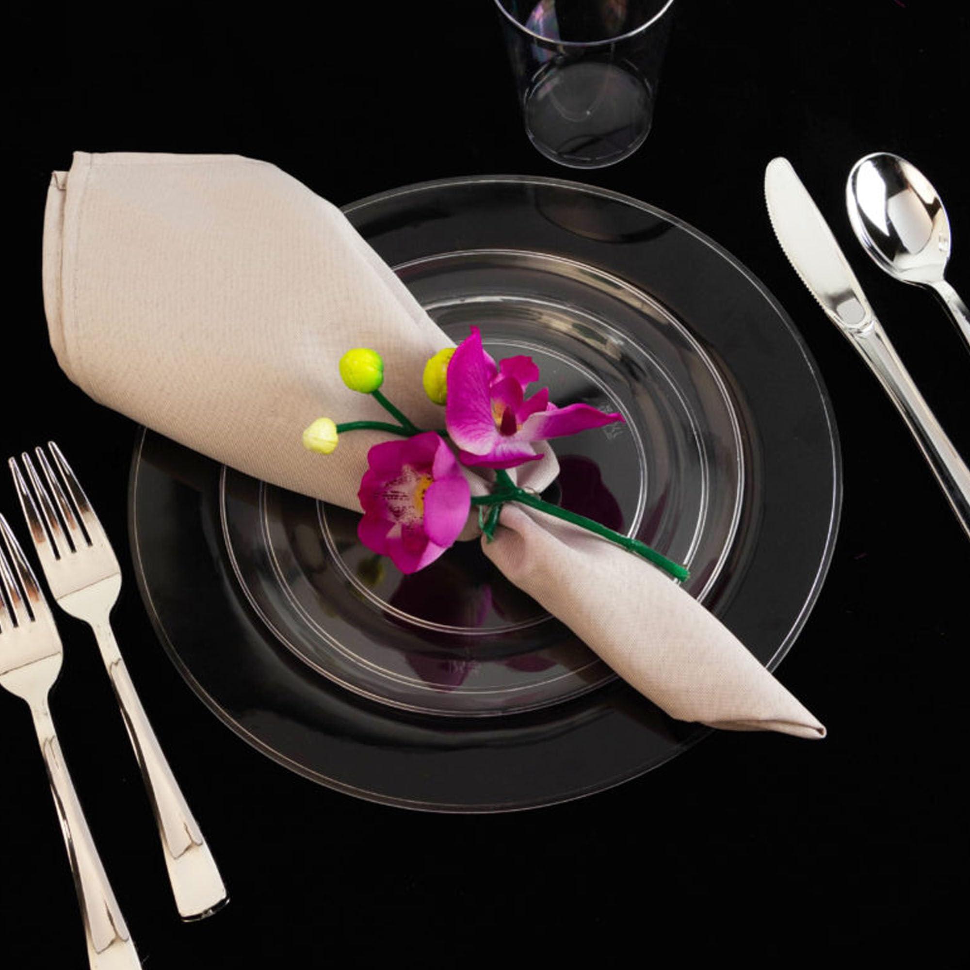 EcoQuality EcoQuality Disposable 9\" inch Round Clear Plastic Plates - Crystal Clear Design Party Plates, Heavy Duty Large Disposable Dinner Plates, Salad Plate, Weddings, Serveware (30)