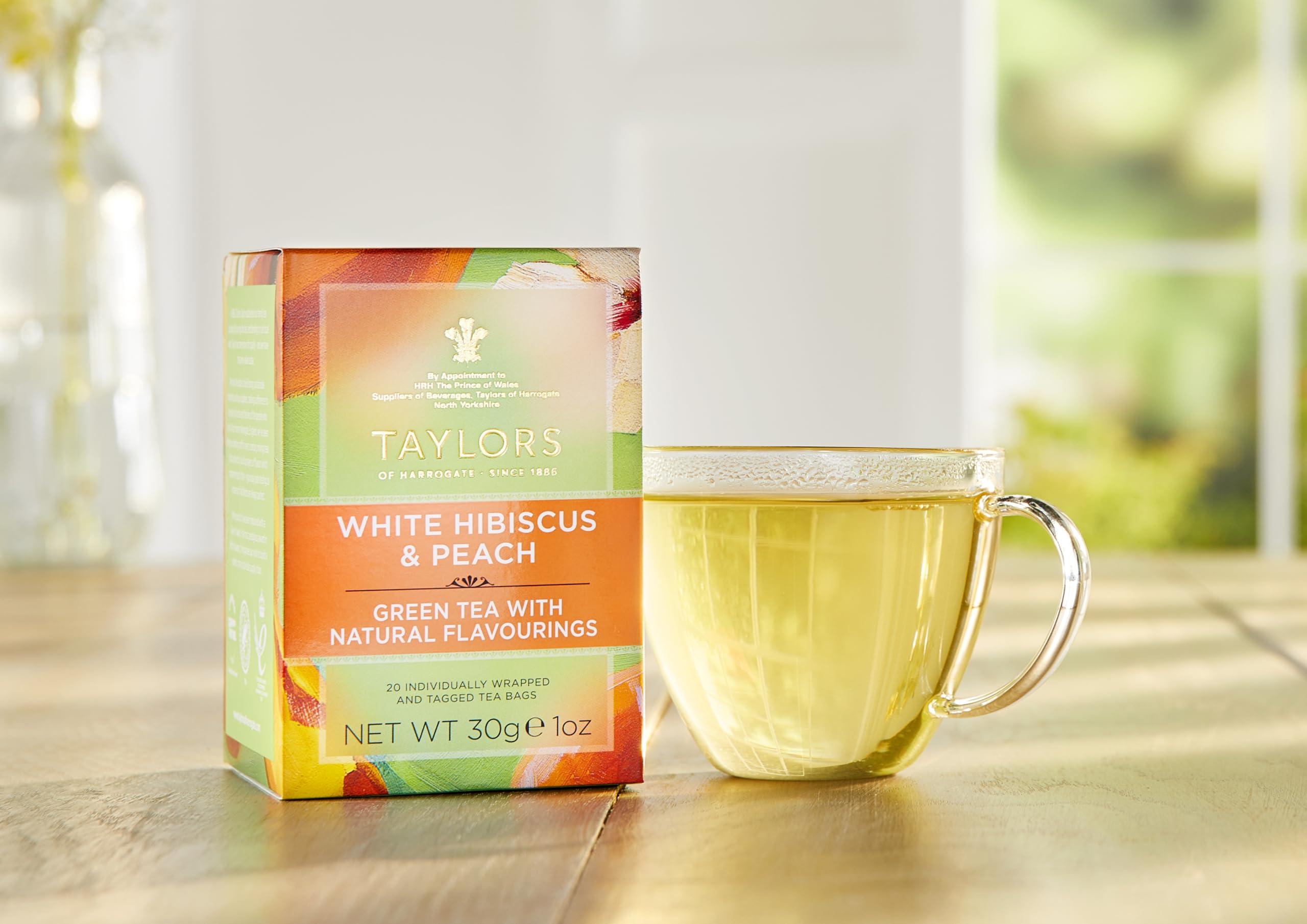 Taylors of Harrogate Taylors of Harrogate White Hibiscus & Peach Green Tea, 20 Teabags (Pack of 3)