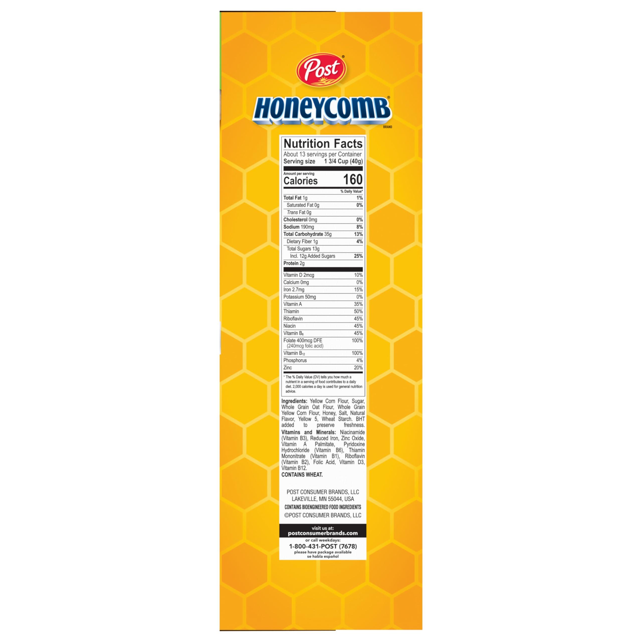 Honeycomb Post Honeycomb Cereal, Honey Flavored Sweetened Corn and Oat Cereal, 19 OZ Box