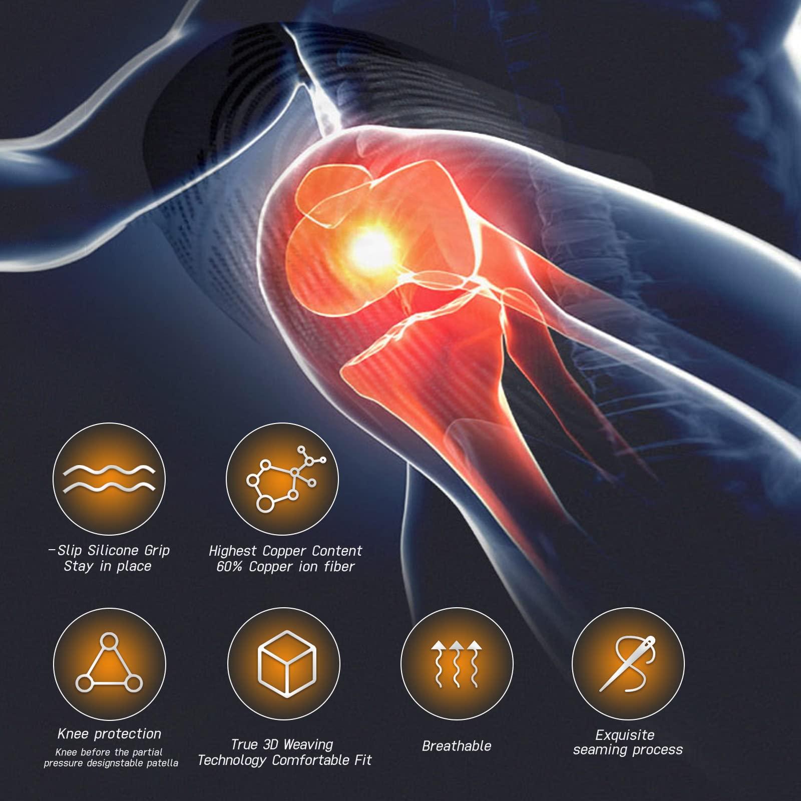 JIUFENTIAN JIUFENTIAN Copper Knee Braces for Men and Women (2 pack) -Knee Supports Copper Compression Knee Sleeve for Knee Pain, Arthritis, Running,Sports and Recovery Support (Medium)