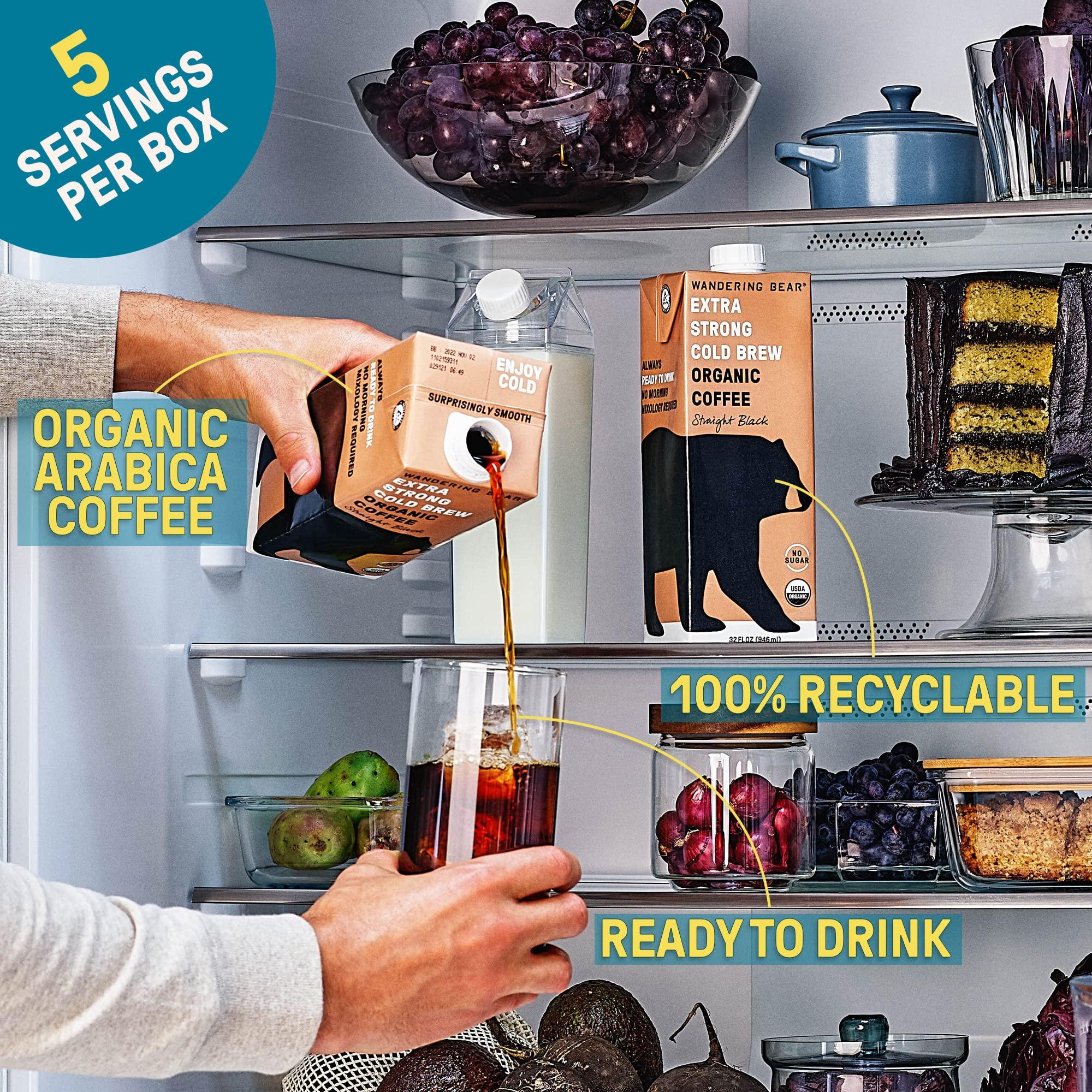 Wandering Bear Wandering Bear Organic Vanilla Cold Brew Coffee, 32 fl oz, 1 pack - Extra Strong, Smooth, Organic, Unsweetened, Shelf-Stable, and Ready to Drink Iced Coffee, Cold Brewed Coffee, Cold Coffee